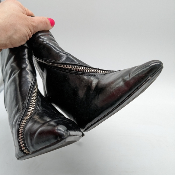 Bershka Black Patent Leather Pointy Toe Sillito Zip-up Bootie 36 US 5/6 - Picture 5 of 13